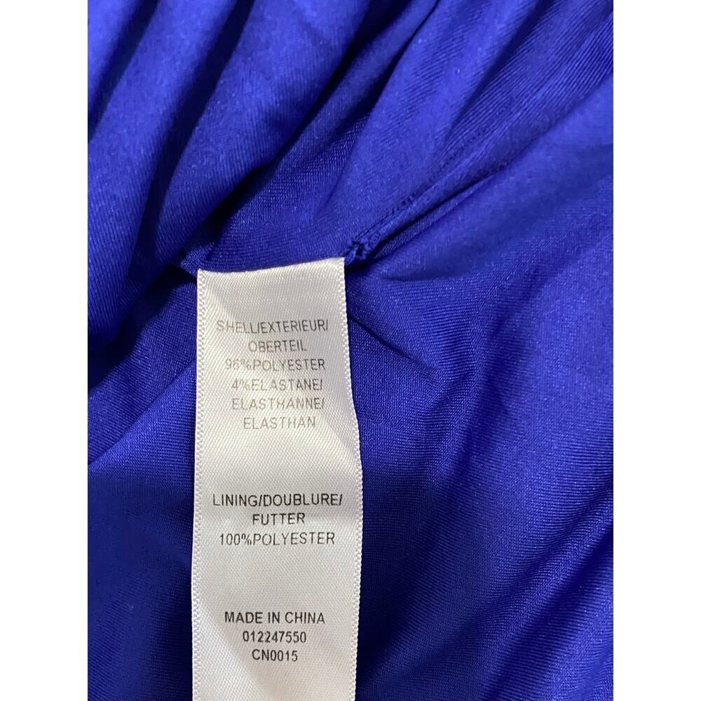 Adrianna Papell Blue Knee Length Dress Size 10 Ruched Waist Cap Sleeve Work - Picture 9 of 11